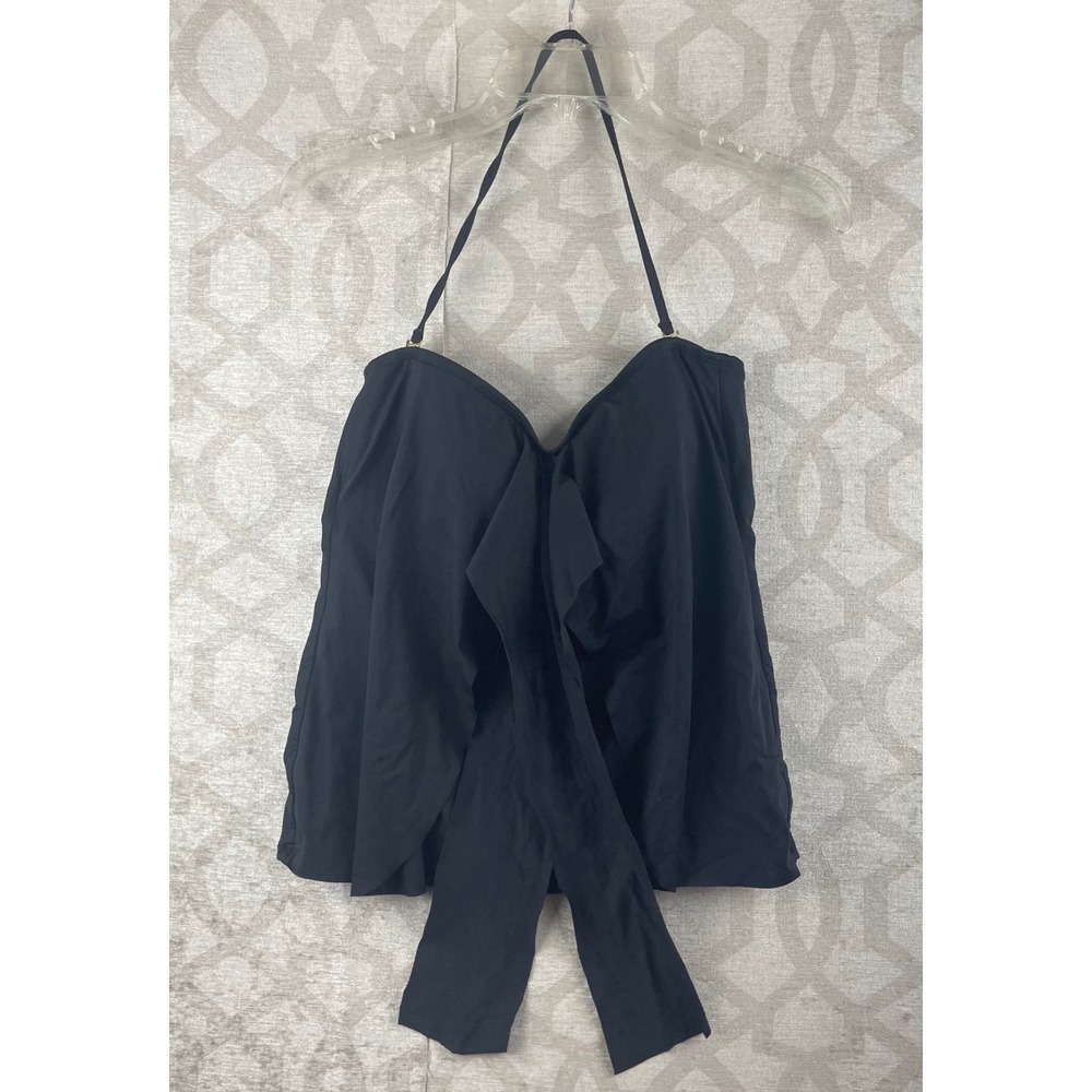 Tommy Bahama Tankini Top Women S Black Excellent Halter Tie Front Swimwear Nylon